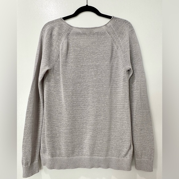 Loft Womens V-neck Ramie Cotton Blend Lightweight Gray Sweater Size M EUC - Picture 3 of 8